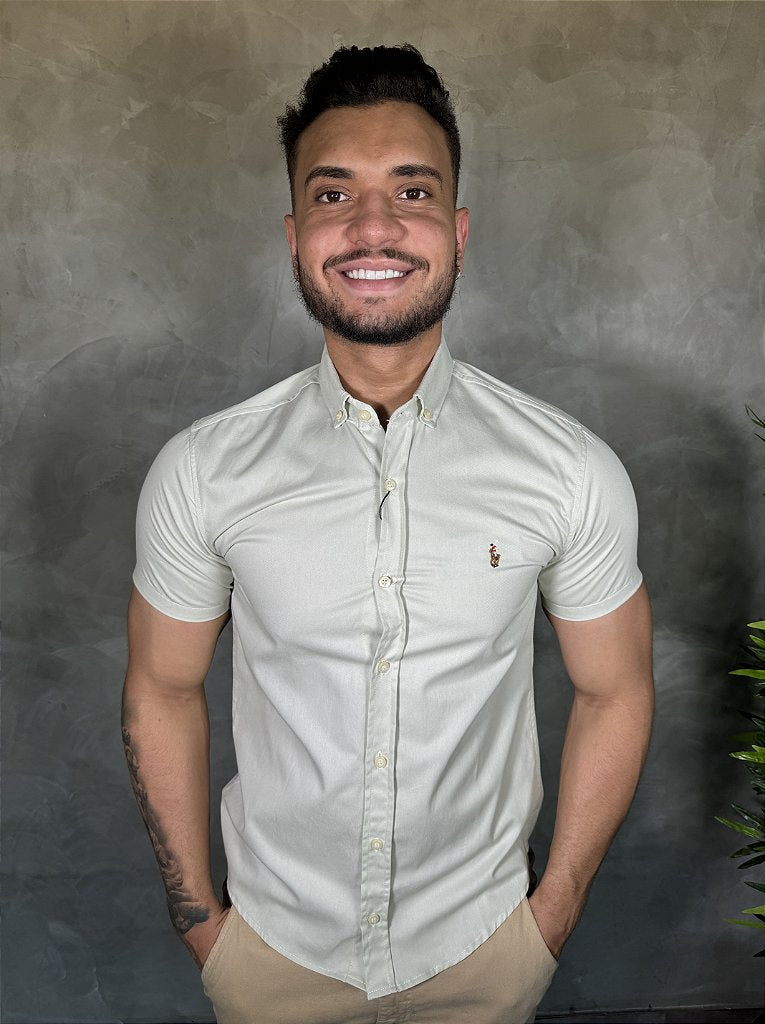 Camisa Social Manga Curta RL - Bege