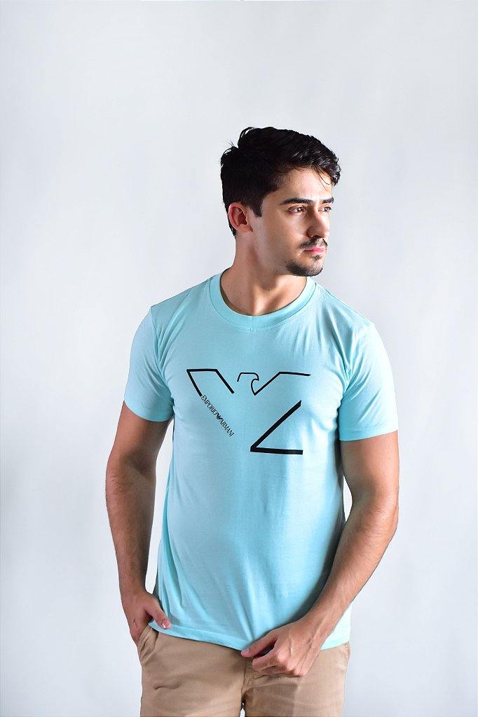 Camiseta Emporio Armani Basic Eagle - Verde Água