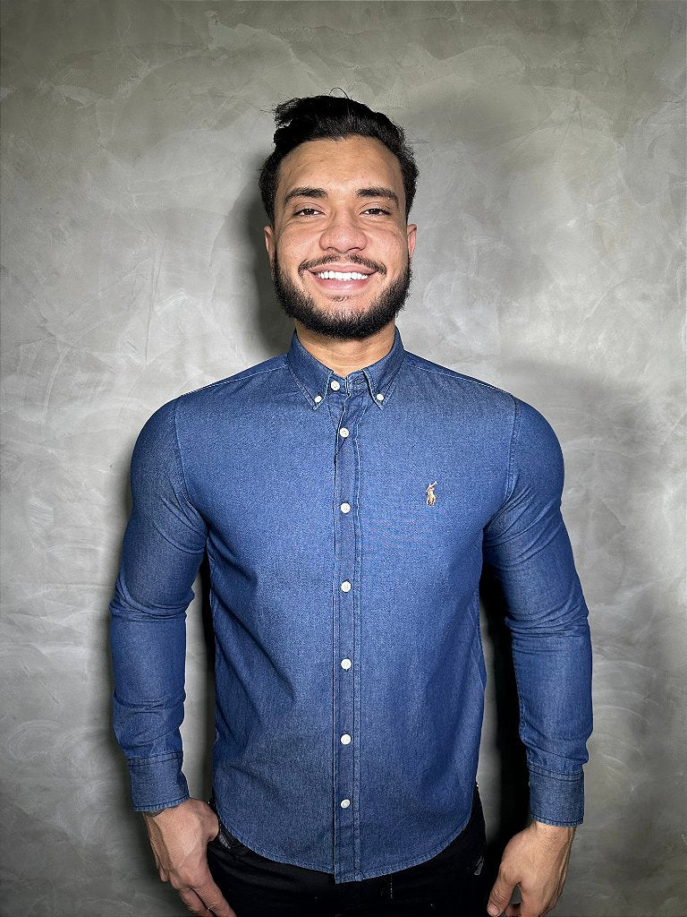 Camisa Social RL Manga Longa - Jeans Escuro