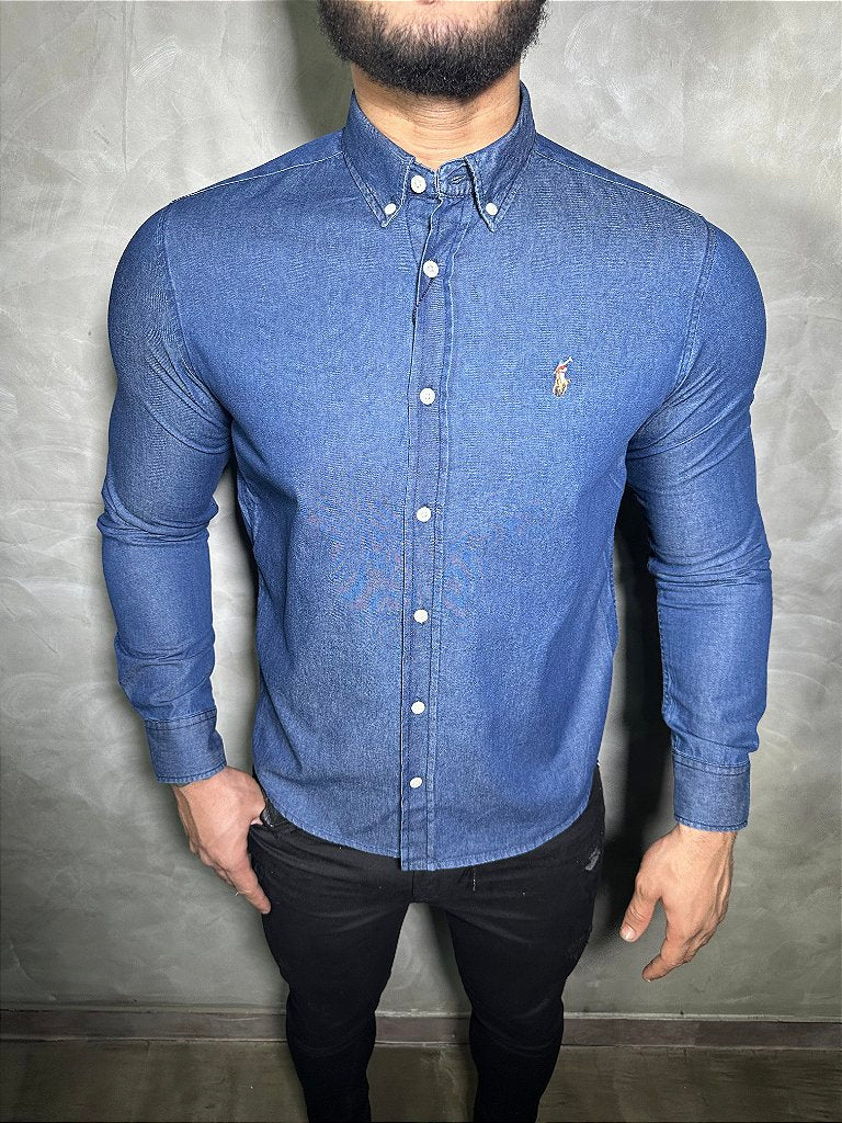 Camisa Social RL Manga Longa - Jeans Escuro
