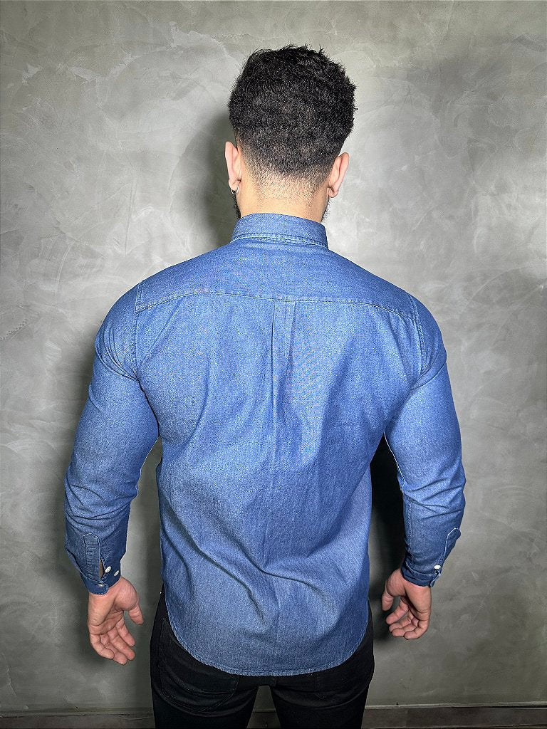 Camisa Social RL Manga Longa - Jeans Escuro