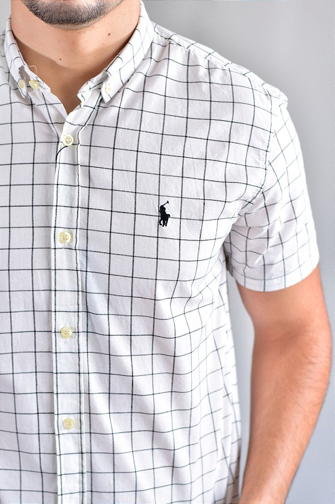 Camisa Manga Curta RL - Xadrez Clássico Branca