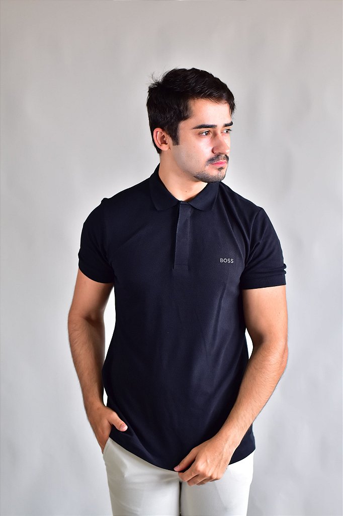 Camisa Gola Polo Boss - Preta