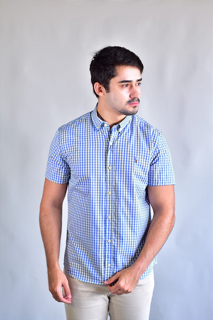 Camisa Manga Curta RL - Xadrez Azul | Amarelo