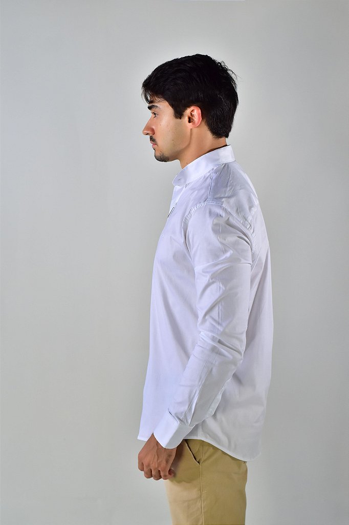 Camisa Social Manga Longa Boss Gola Padre - Branca