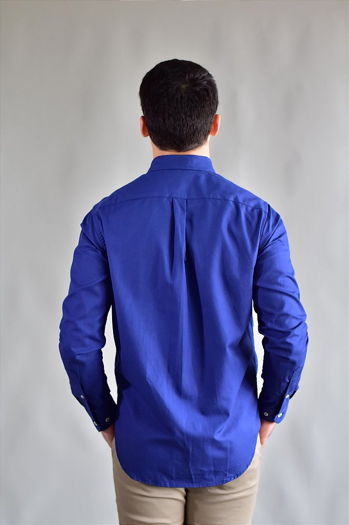 Camisa Social Lisa RL Manga Longa - Azul Marinho