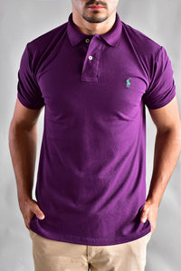 Camisa Gola Polo RL - Roxa Small Pony Verde