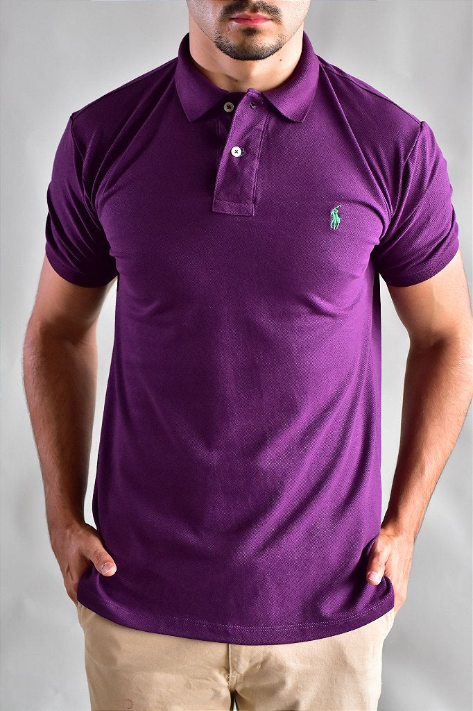 Camisa Gola Polo RL - Roxa Small Pony Verde