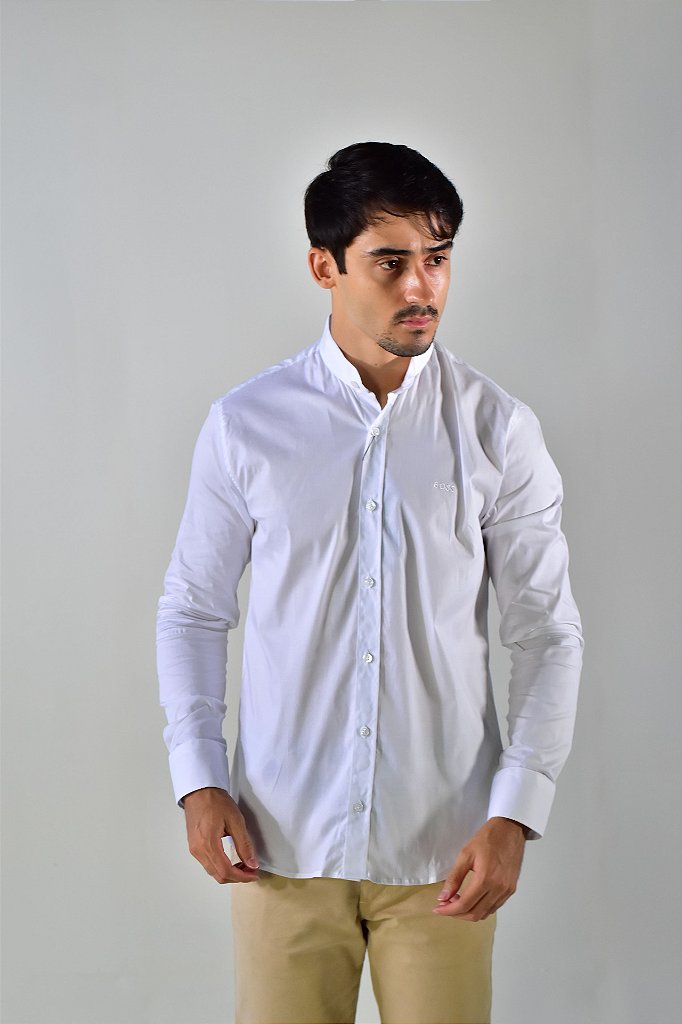 Camisa Social Manga Longa Boss Gola Padre - Branca