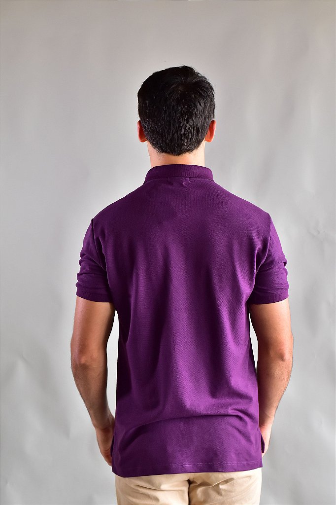 Camisa Gola Polo RL - Roxa Small Pony Verde