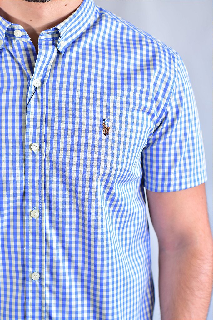Camisa Manga Curta RL - Xadrez Azul | Amarelo