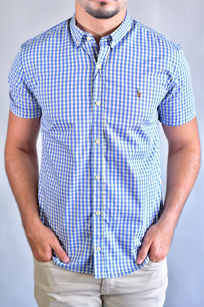 Camisa Manga Curta RL - Xadrez Azul | Amarelo