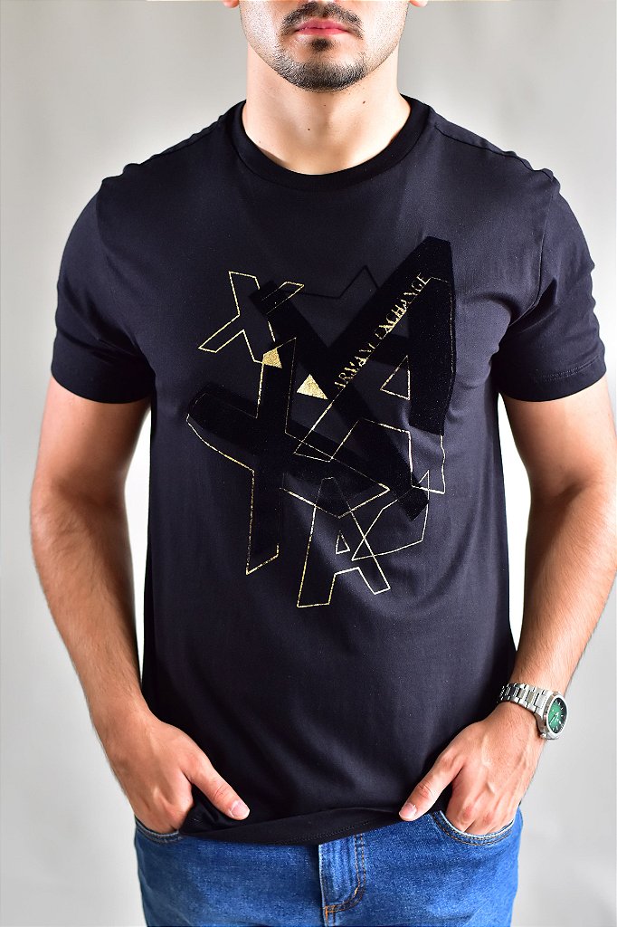 Camiseta AX Velvet Mosaic - Preta