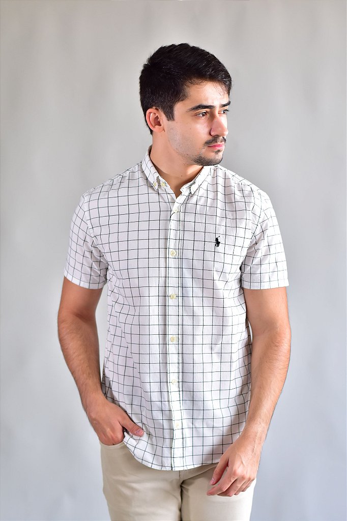 Camisa Manga Curta RL - Xadrez Clássico Branca