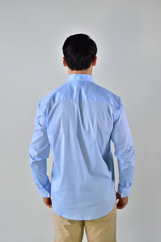 Camisa Social Manga Longa Boss Gola Padre - Azul Bebê