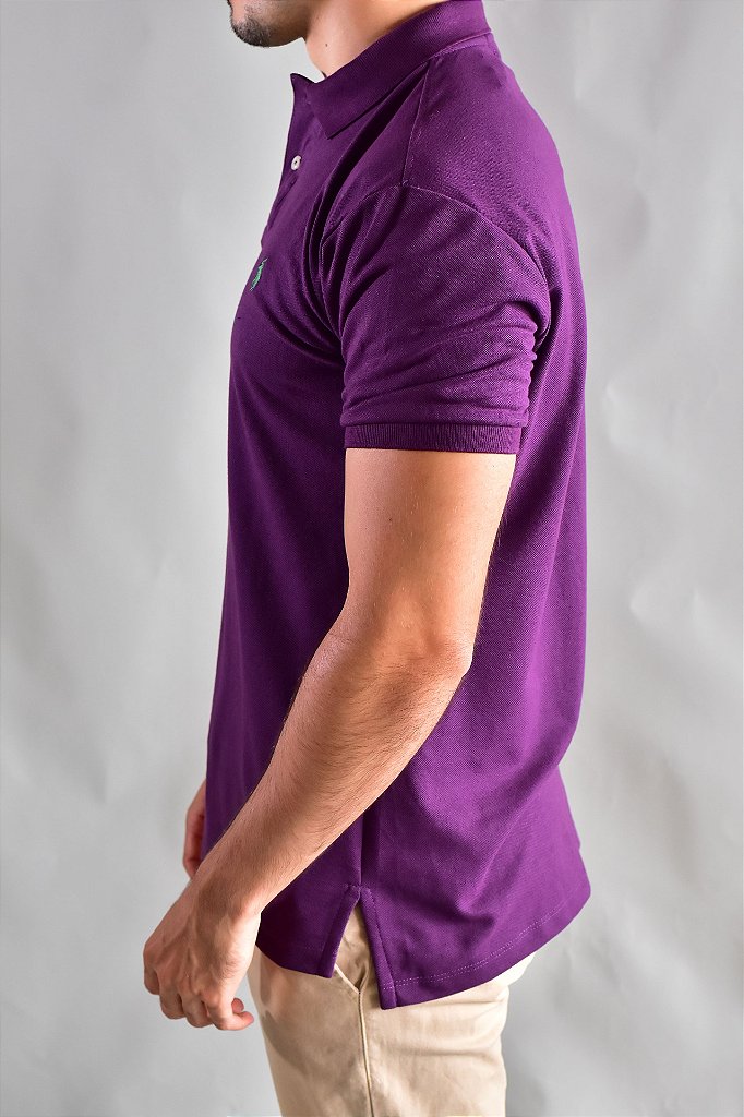 Camisa Gola Polo RL - Roxa Small Pony Verde