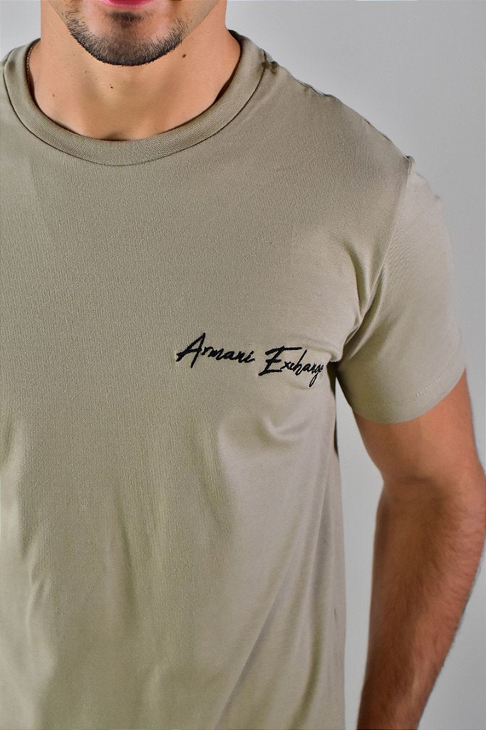Camiseta AX Cursive Side - Cáqui