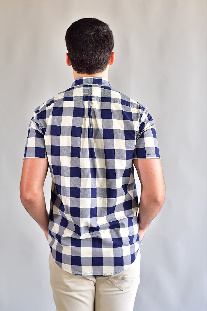 Camisa Manga Curta RL - Xadrez Clássico Azul Marinho
