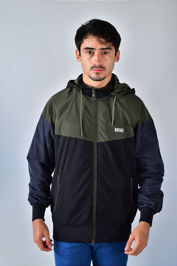 Jaqueta Corta Vento Diesel Dupla Face - Verde Musgo