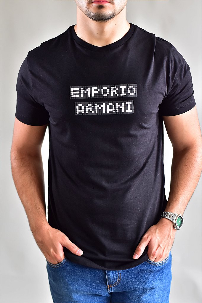 Camiseta A|X Pixel Logo - Preta
