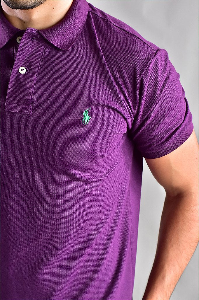 Camisa Gola Polo RL - Roxa Small Pony Verde