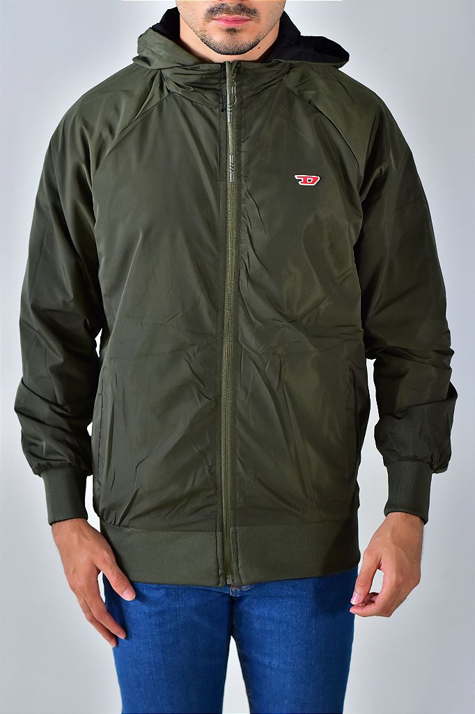 Jaqueta Corta Vento Diesel Dupla Face - Verde Musgo
