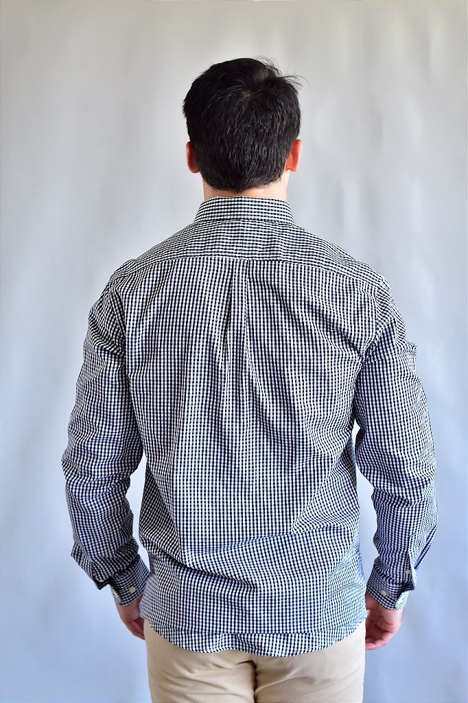 Camisa Social RL Manga Longa - Microxadrez Preto Small Pony Color