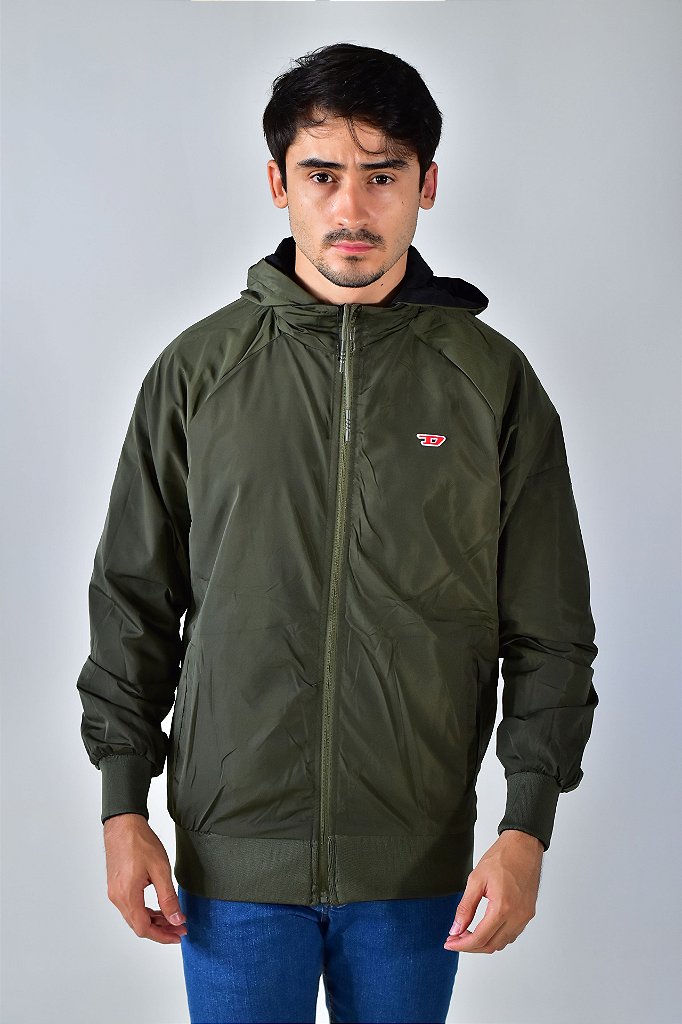 Jaqueta Corta Vento Diesel Dupla Face - Verde Musgo