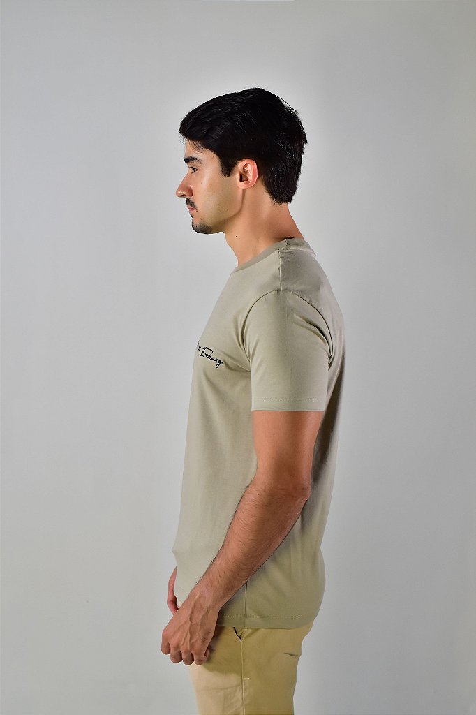 Camiseta AX Cursive Side - Cáqui