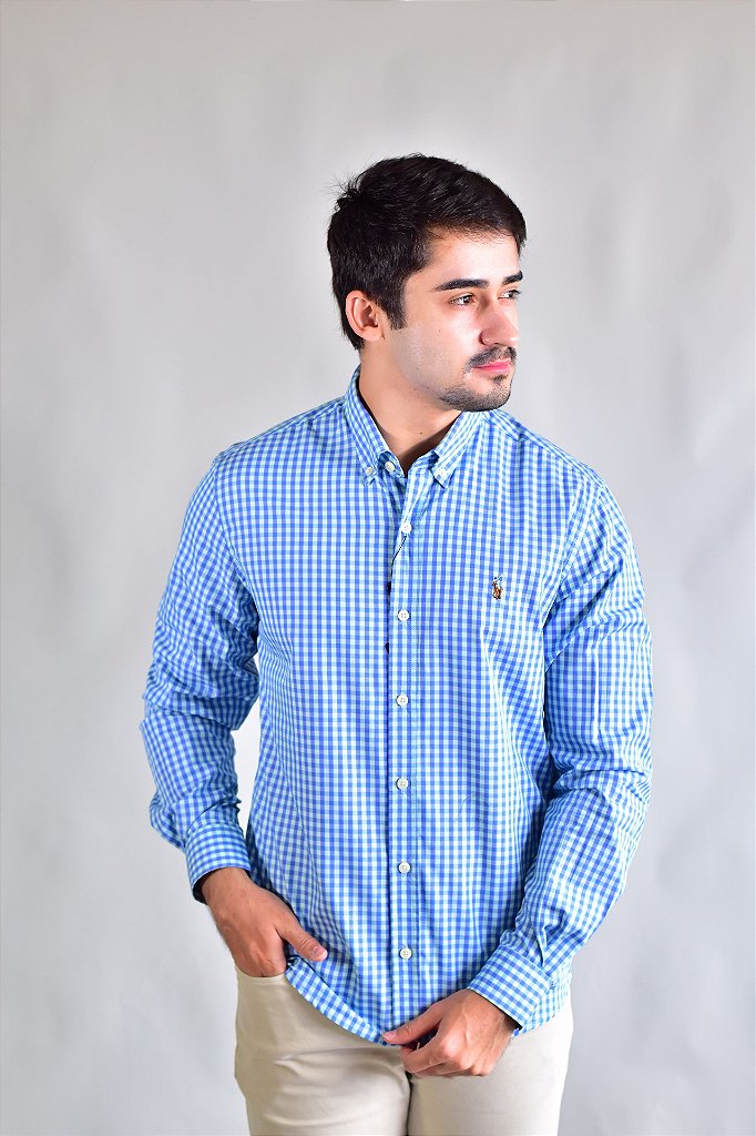 Camisa RL Manga Longa - Xadrez Azul | Verde