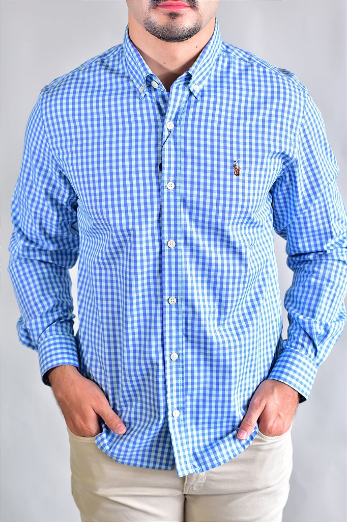 Camisa RL Manga Longa - Xadrez Azul | Verde