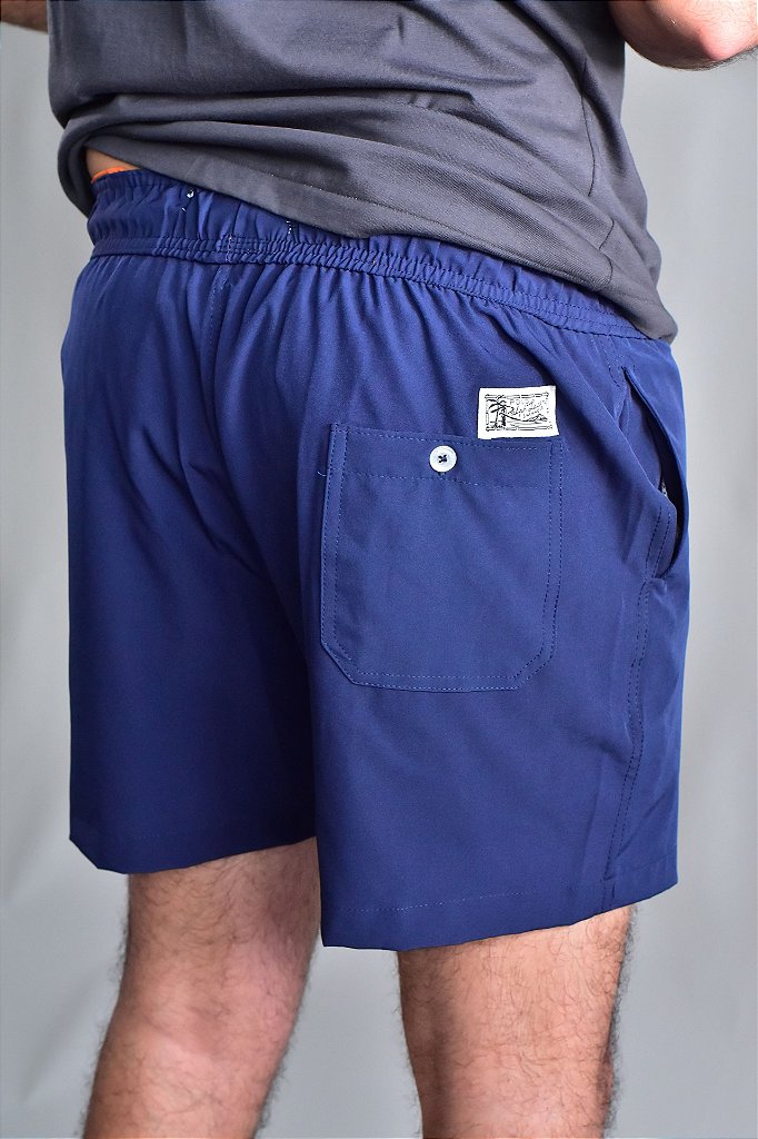 Short Beach Praia RL - Azul Marinho Detalhes em Laranja