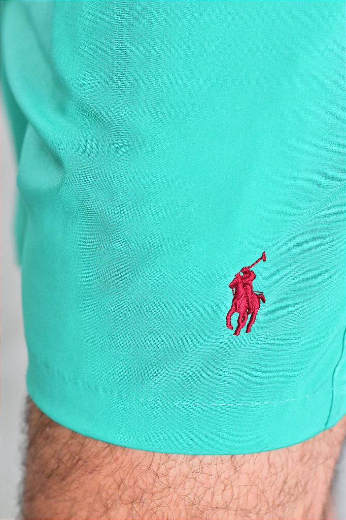 Short Beach Praia RL - Verde Detalhes em Bordô