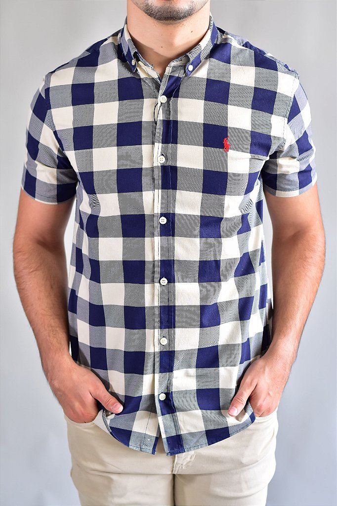 Camisa Manga Curta RL - Xadrez Clássico Azul Marinho