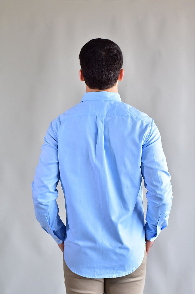Camisa Social Lisa RL Manga Longa - Azul Bebê