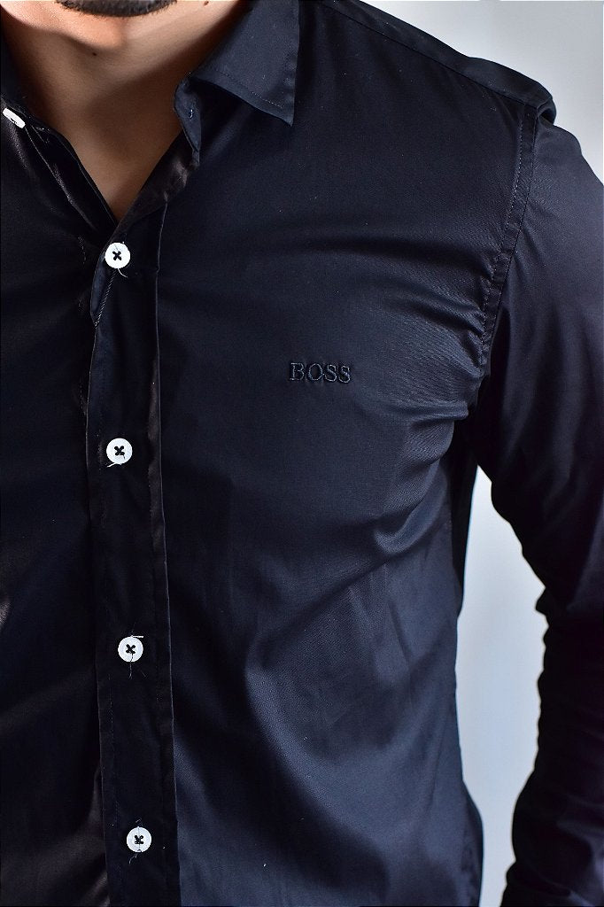 Camisa Social Manga Longa Boss - Preta