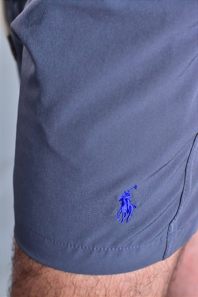Short Beach Praia RL - Chumbo Detalhes em Azul Royal