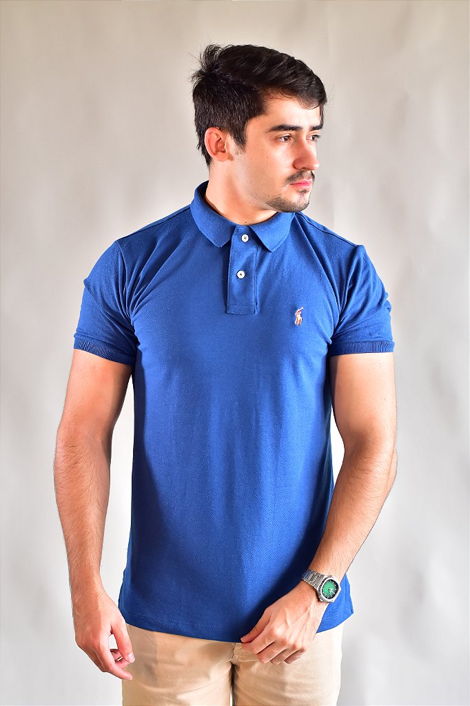 Camisa Gola Polo RL Small Pony Color - Azul Acero