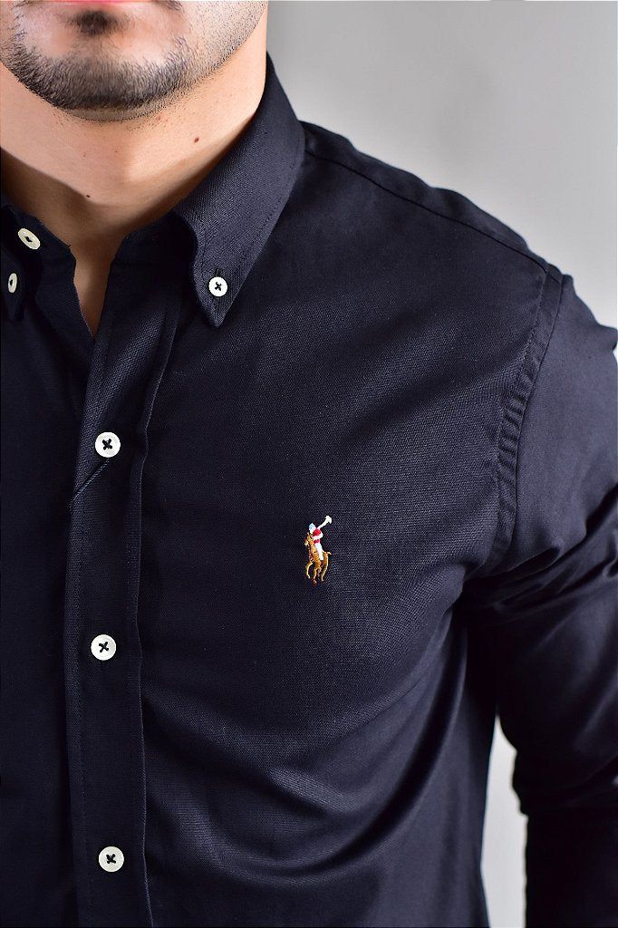 Camisa Social Lisa RL Manga Longa - Preta