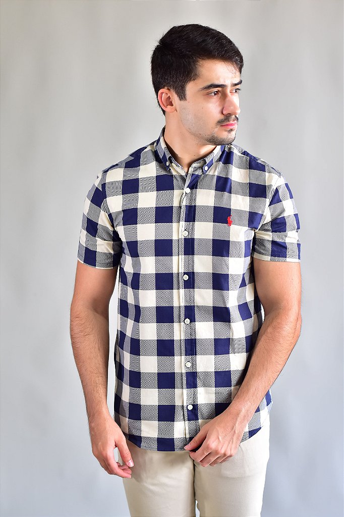 Camisa Manga Curta RL - Xadrez Clássico Azul Marinho
