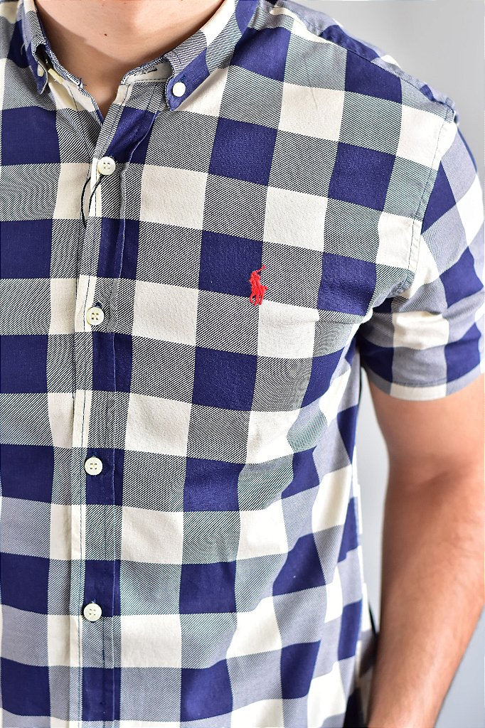 Camisa Manga Curta RL - Xadrez Clássico Azul Marinho