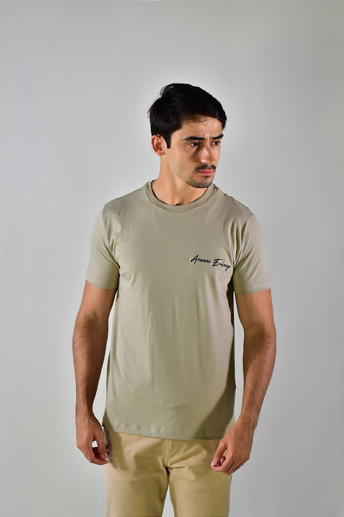 Camiseta AX Cursive Side - Cáqui