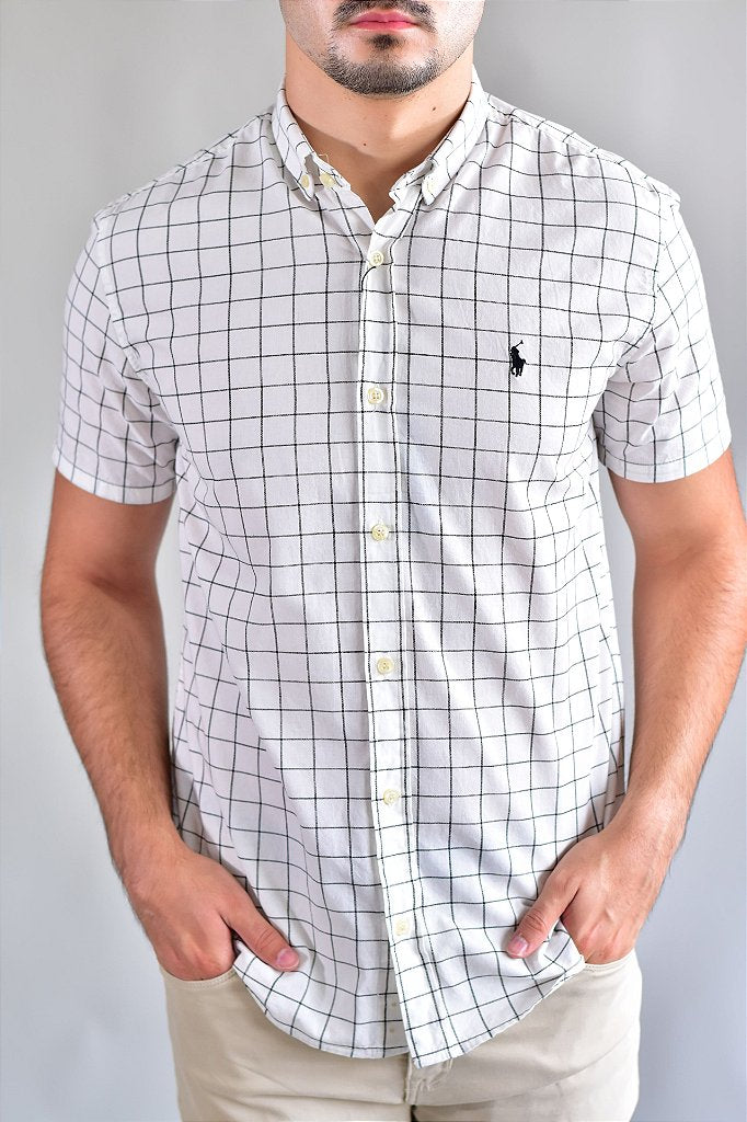 Camisa Manga Curta RL - Xadrez Clássico Branca