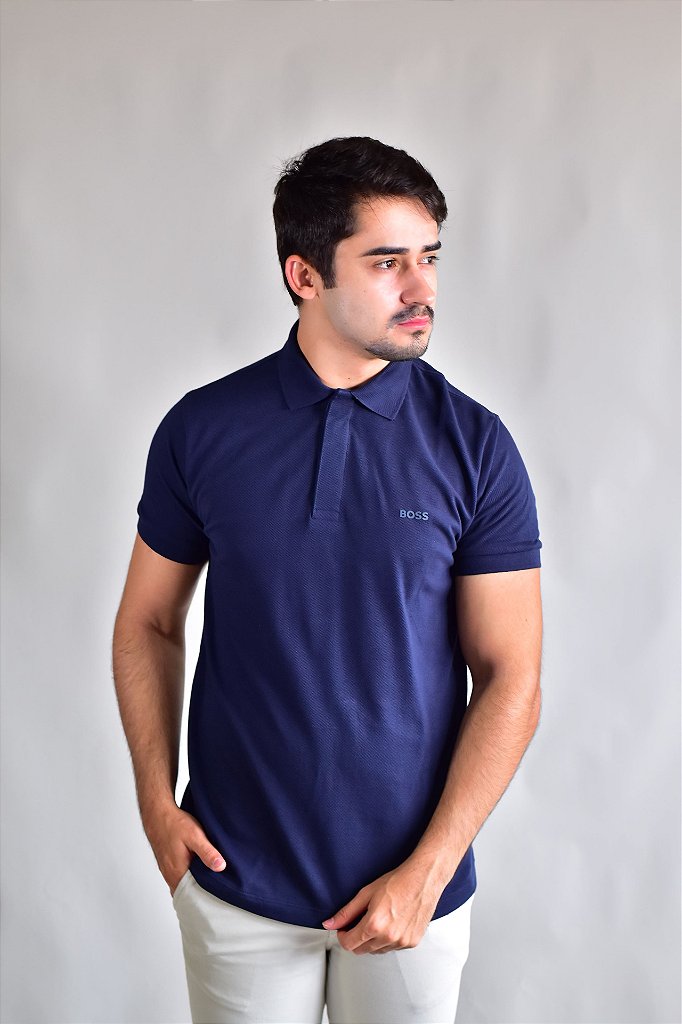 Camisa Gola Polo Boss - Azul Marinho