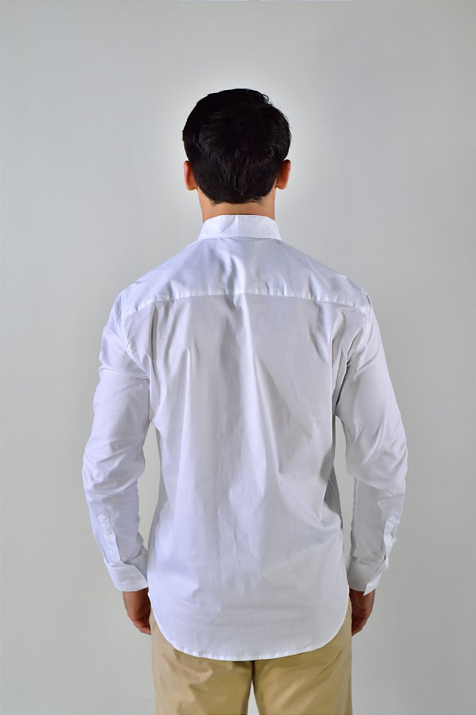 Camisa Social Manga Longa Boss Gola Padre - Branca