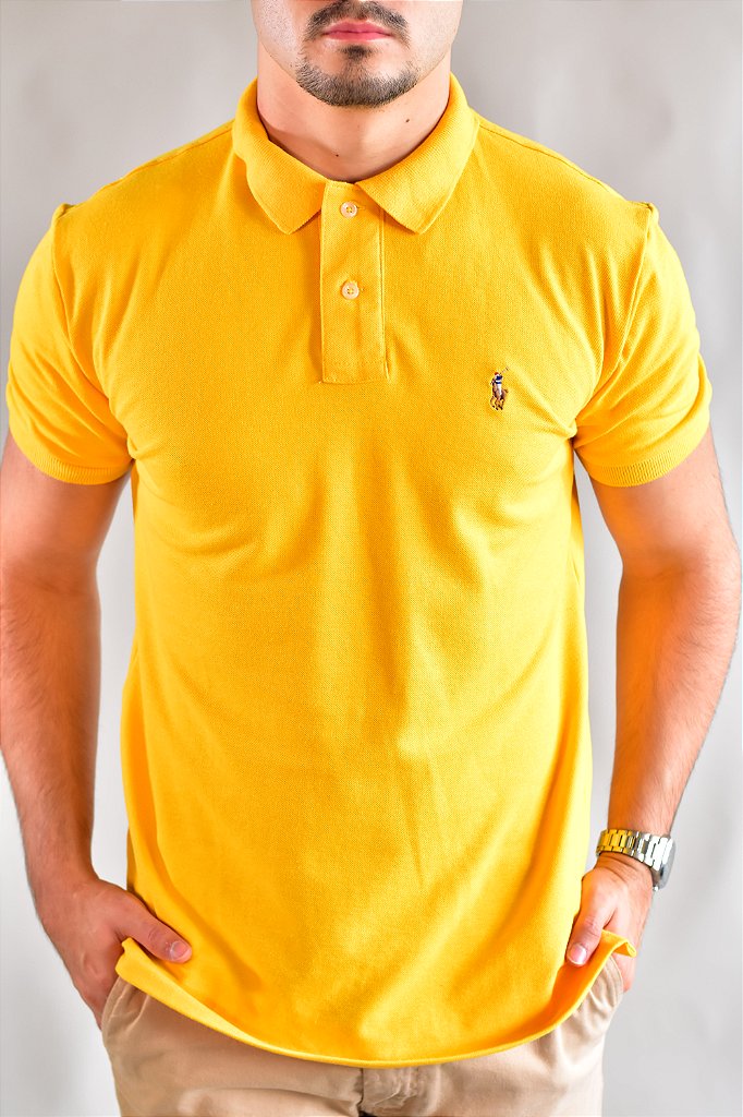 Camisa Gola Polo RL Small Pony Color - Amarela