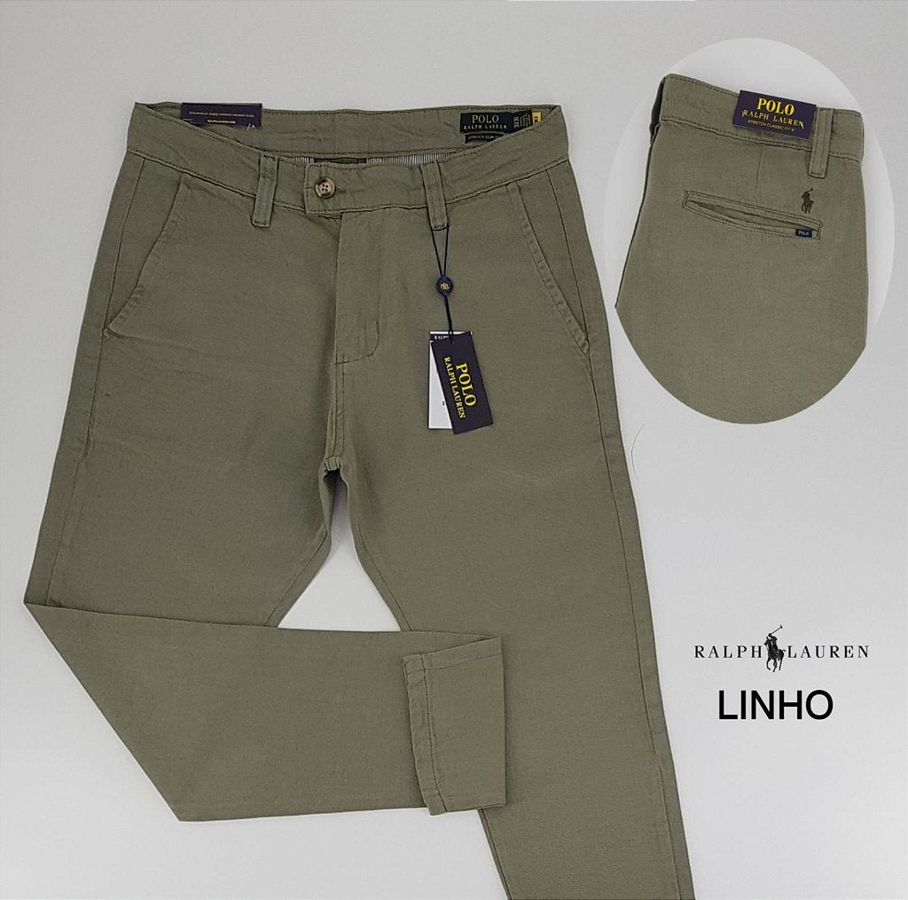 Calça Masculina em Linho RL Straight Fit - Verde