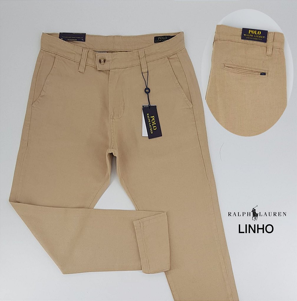 Calça Masculina em Linho RL Straight Fit - Cáqui