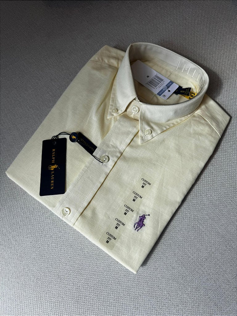 Camisa Manga Curta RL Linho - Amarela small pony Roxo