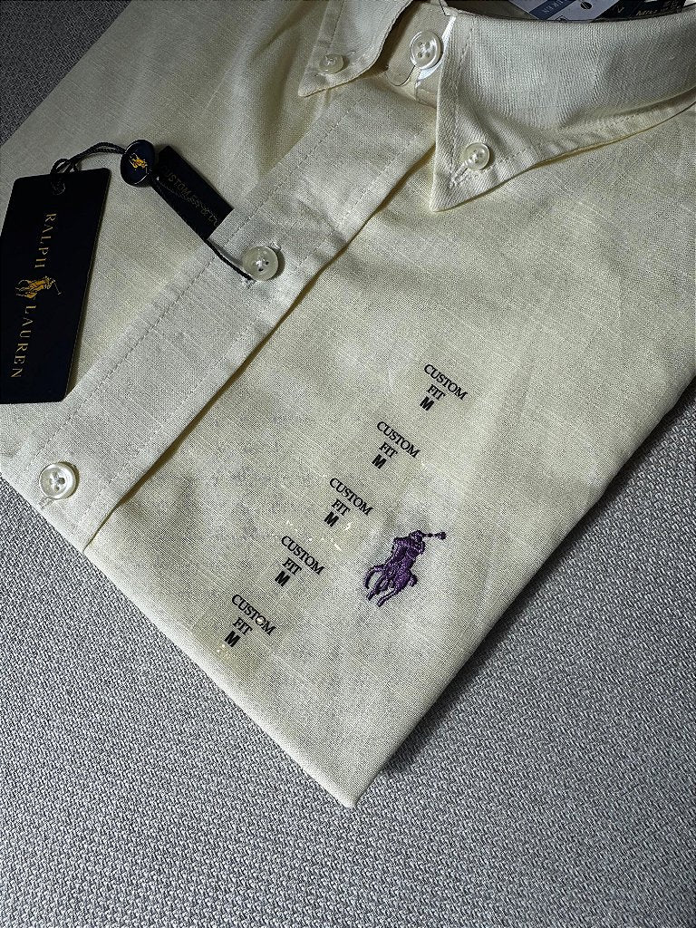 Camisa Manga Curta RL Linho - Amarela small pony Roxo